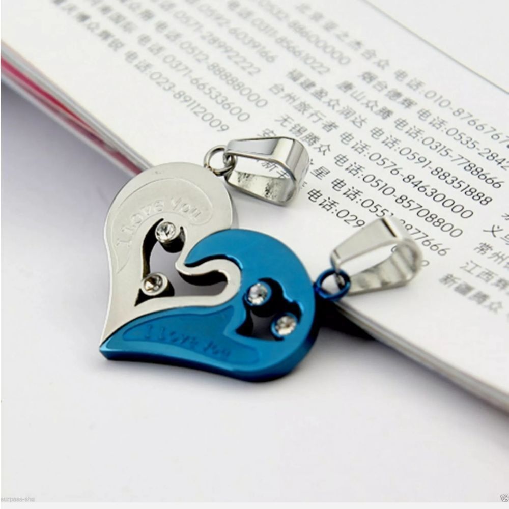 ❤️Stainless Steel Mens Womens Couple Necklace Pendant Love Heart Puzzle Matching